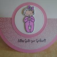 Schaukelkarte Glückwunschkarte zur Geburt Mädchen  Babykarte Geburtskarte  Baby  Rosa Bild 5
