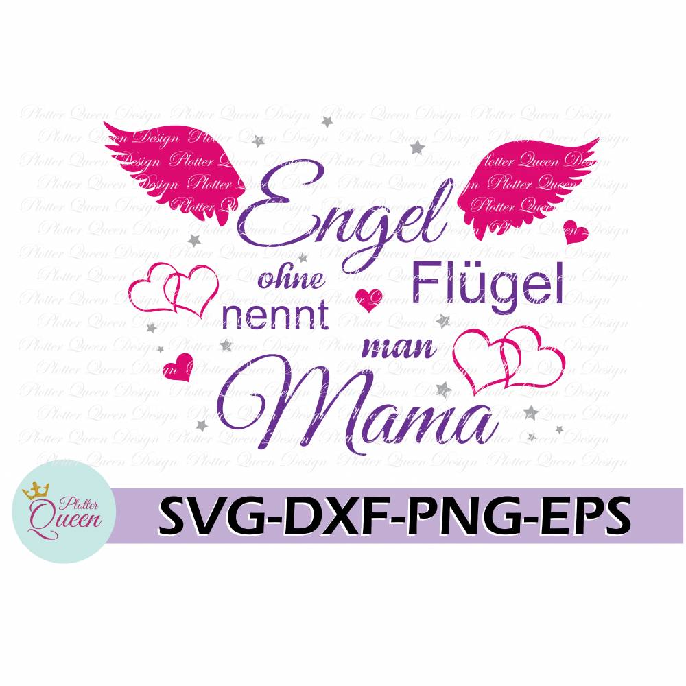 Plotterdatei Engel nennt PDF SVG man 3 Mama ohne Flügel SVG DXF