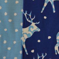 Sweat Hilco Winterdeer Snow  blau mit Hirschen oder Schneeflocken 50 cm x 150 cm Bild 1