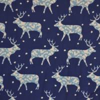 Sweat Hilco Winterdeer Snow  blau mit Hirschen oder Schneeflocken 50 cm x 150 cm Bild 2