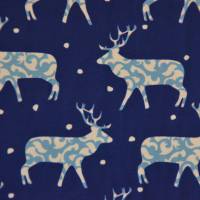 Sweat Hilco Winterdeer Snow  blau mit Hirschen oder Schneeflocken 50 cm x 150 cm Bild 3