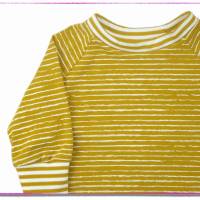Kinder Pullover Shirt senfgelb geringelt Mitwachsshirt Bild 1