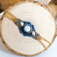 Makramee Ring mit Shiva-Auge und Süßwasser-Perlen, Muttertags-Geschenk Bild 5