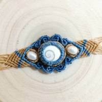 Makramee Ring mit Shiva-Auge und Süßwasser-Perlen, Muttertags-Geschenk Bild 6