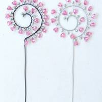 Deko Blumenstecker Gartenstecker Spirale mit rosa transparenten Herzen Bild 2