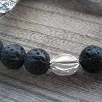 Schwarze extravagante Lavastein- Kette,Handgefertigte Lavastein Kette Echt Silber Olive,Mega schöne schwarze Halskette Bild 3