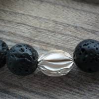 Schwarze extravagante Lavastein- Kette,Handgefertigte Lavastein Kette Echt Silber Olive,Mega schöne schwarze Halskette Bild 8