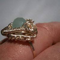 Ring Quarz blaugrün mint Größe 21 bis 22 mit Innendurchmesser 19,5 Millimeter handgemacht Bild 2