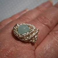 Ring Quarz blaugrün mint Größe 21 bis 22 mit Innendurchmesser 19,5 Millimeter handgemacht Bild 3