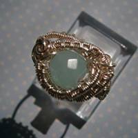 Ring Quarz blaugrün mint Größe 21 bis 22 mit Innendurchmesser 19,5 Millimeter handgemacht Bild 6