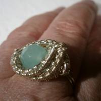 Ring Quarz blaugrün mint Größe 21 bis 22 mit Innendurchmesser 19,5 Millimeter handgemacht Bild 7