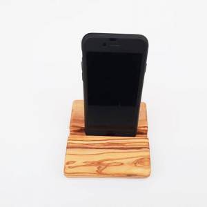 Smartphone / Tablet Halter Form wählbar, Handy Ständer, Holz, Halter, Handyhalter Halterung handgefertigt aus Olivenholz Bild 3