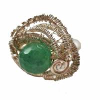 Ring grün mit Achat facettiert handgemacht Größe 58 Innendurchmesser 18,5 Millimeter in wirework silberfarben Unikat Bild 2