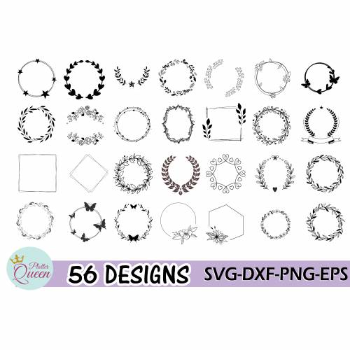 Plotterdatei Wreath Bundle Kranz Rahmen Umrandung SVG DXF PDF SVG