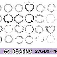 Plotterdatei Wreath Bundle Kranz Rahmen Umrandung SVG DXF PDF SVG Bild 2