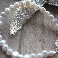 Echtes Perlenarmband mit Echt Silber Ring-Ring Verschluss,Extravagantes Perlenarmband,Brautschmuck,Perlen-Armband zart, Bild 3
