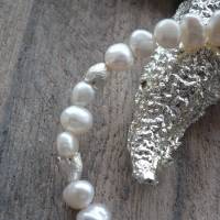 Echtes Perlenarmband mit Echt Silber Ring-Ring Verschluss,Extravagantes Perlenarmband,Brautschmuck,Perlen-Armband zart, Bild 4