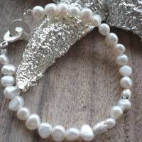 Echtes Perlenarmband mit Echt Silber Ring-Ring Verschluss,Extravagantes Perlenarmband,Brautschmuck,Perlen-Armband zart, Bild 5