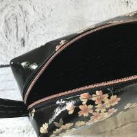 Stiftemäppchen Stifteetui Federmäppchen beschichtetes Leinen Japan Asiablüten schwarz Bild 6