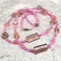 Halskette "Rosalie ", Mädchenkette, Kinderhalskette, rosa Acryl- und Glasperlen Bild 1
