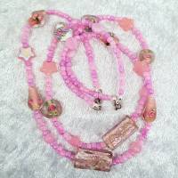 Halskette "Rosalie ", Mädchenkette, Kinderhalskette, rosa Acryl- und Glasperlen Bild 3