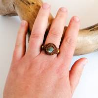 Makramee Ring mit Labradorit und Messing, Muttertags-Geschenk Bild 2