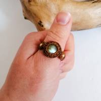 Makramee Ring mit Labradorit und Messing, Muttertags-Geschenk Bild 4