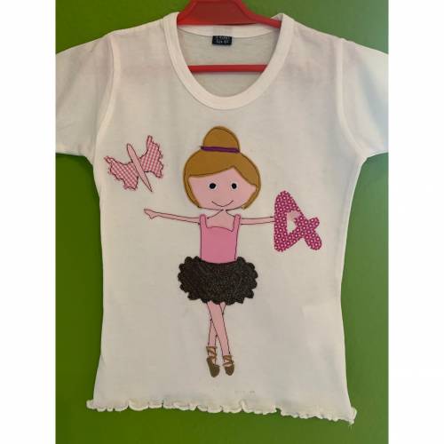 Geburtstagsshirt T-Shirt Applikation Ballerina Name personalsierbar ab Gr.92