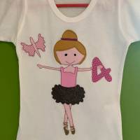 Geburtstagsshirt T-Shirt Applikation Ballerina Name personalsierbar ab Gr.92 Bild 1
