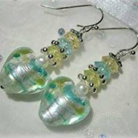 Ohrringe Herz gestreift als Unikat handgemacht mit Lampworkperlen Glas Muttertag Geschenk Bild 1