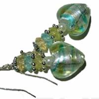 Ohrringe Herz gestreift als Unikat handgemacht mit Lampworkperlen Glas Muttertag Geschenk Bild 2