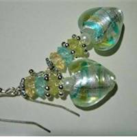 Ohrringe Herz gestreift als Unikat handgemacht mit Lampworkperlen Glas Muttertag Geschenk Bild 5