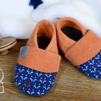 Babyschuhe aus Leder, Fuchs blau/ orange Bild 1