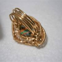Ring bunt gestreift handgemacht mit Achat verstellbar handgewebt in wirework goldfarben plus size Übergröße Bild 4