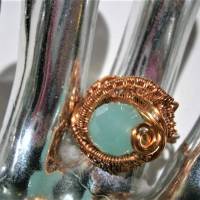 Ring  mit Aquamarin Größe 18 bis 19, Innenumfang 58 Millimeter handgemacht in wirework kupfer dunkel Bild 4