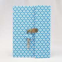 abschließbar Tagebuch, hell-blau weiße Blumen, 150 Blatt, DIN A5, handgefertigt Bild 2