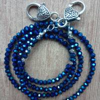 Wunderschöne blaue Perlenkette für die Brille Maske Mundschutz Sonnenbrille Halskette deluxe elegant Bild 3