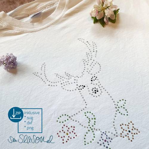 Strassdatei Hirsch, Plotterdatei für Strass, in 7 Varianten, für 6ss und 10ss Strass-Steine, als svg und dxf