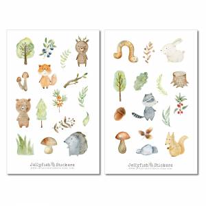 Baby Waldtiere Sticker Set | Niedliche Aufkleber | Journal Sticker | Planer Sticker | Sticker Fuchs, Eichhörnchen | Stic Bild 2