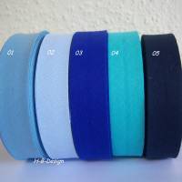 Baumwollschrägband,  Einfassband-gefalzt, 40/20mm-fertige Breite 10mm, Blautöne, reine Baumwolle, einfassen Bild 1