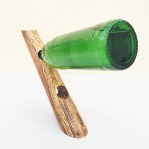 Flaschenhalter „Stamm“ für 2 Flaschen, Geschenk, Handgefertigt aus Olivenholz Bild 3