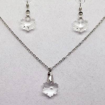 Edelstahlschmuckset Eiskristall – Geschenkidee mit Glasanhänger und Ohrringen