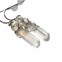 Ohrringe Mini Kristallspitzen handgemacht an Schmuckmetall silberfarben als Brautschmuck und Geschenk für sie Bild 1