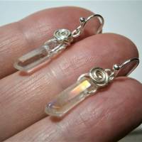 Ohrringe Mini Kristallspitzen handgemacht an Schmuckmetall silberfarben als Brautschmuck und Geschenk für sie Bild 2