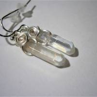 Ohrringe Mini Kristallspitzen handgemacht an Schmuckmetall silberfarben als Brautschmuck und Geschenk für sie Bild 3