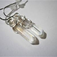 Ohrringe Mini Kristallspitzen handgemacht an Schmuckmetall silberfarben als Brautschmuck und Geschenk für sie Bild 4