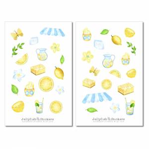 Limonade Sticker Set - Planer Sticker, Journal Sticker, Essen und Trinken, Zitrone, Rezept, Kochbuch, Obst, Getränk, Som Bild 2