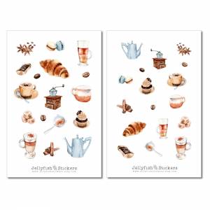 Kaffee Sticker Set | Essen und Trinken Aufkleber | Journal Sticker | Planer Sticker bullet journal sticker, Sticker Ernä Bild 2