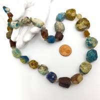 römisches Glas - antike Perlen, XL Glas Fragmente aus Afghanistan - bis 19mm - blau braun - Nuggets - rustikale Römer Bild 3