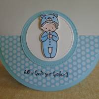 Schaukelkarte /Glückwunschkarte zur Geburt/Junge /Babykarte /Geburtskarte /Baby /Blau Bild 1